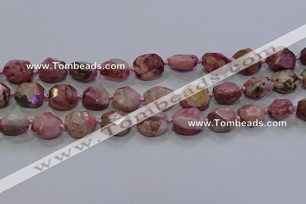 CNG5933 10*12mm - 10*14mm faceted freeform rhodochrosite beads