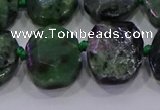 CNG5947 10*14mm - 12*16mm faceted freeform ruby zoisite beads