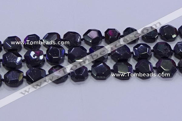 CNG5956 12*16mm - 15*18mm faceted freeform black tourmaline beads