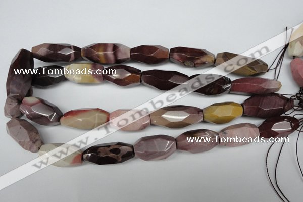 CNG598 12*25mm - 15*36mm faceted rice mookaite nugget beads