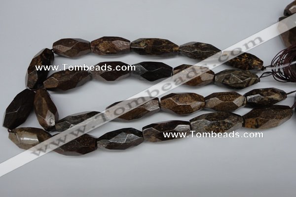 CNG599 13*28mm - 15*34mm faceted rice bronzite nugget beads