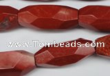 CNG602 12*28mm - 14*32mm faceted rice red jasper nugget beads