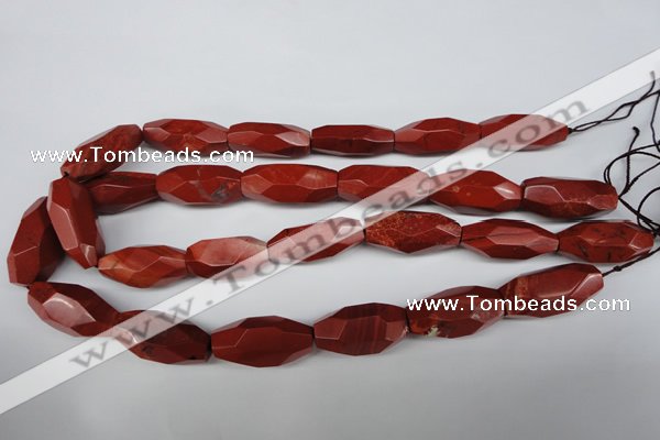 CNG602 12*28mm - 14*32mm faceted rice red jasper nugget beads