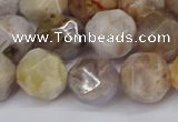 CNG6022 15.5 inches 12mm faceted nuggets silver needle agate beads