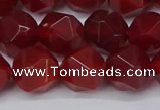 CNG6024 15.5 inches 12mm faceted nuggets red agate beads