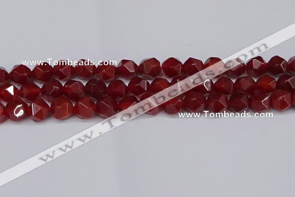 CNG6024 15.5 inches 12mm faceted nuggets red agate beads