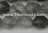 CNG6029 15.5 inches 12mm faceted nuggets cloudy quartz beads