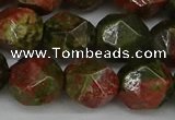 CNG6039 15.5 inches 12mm faceted nuggets unakite gemstone beads