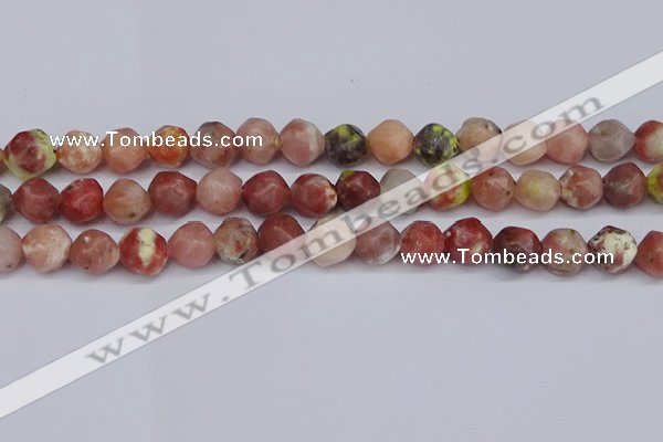 CNG6040 15.5 inches 12mm faceted nuggets rhodochrosite beads