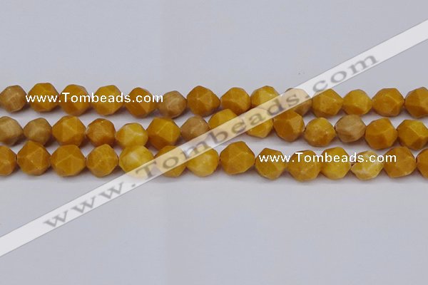 CNG6045 15.5 inches 12mm faceted nuggets yellow jade beads