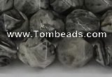 CNG6054 15.5 inches 12mm faceted nuggets grey picture jasper beads