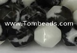 CNG6056 15.5 inches 12mm faceted nuggets black & white jasper beads