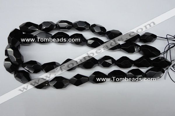 CNG606 12*20mm – 14*24mm faceted nuggets black agate beads