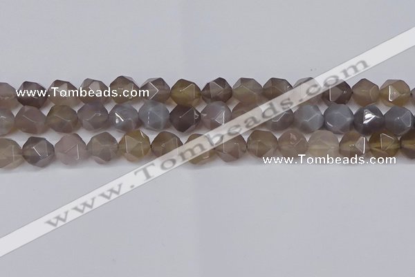 CNG6081 15.5 inches 8mm faceted nuggets grey agate beads