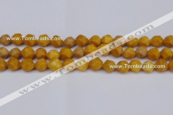 CNG6115 15.5 inches 8mm faceted nuggets yellow jade beads