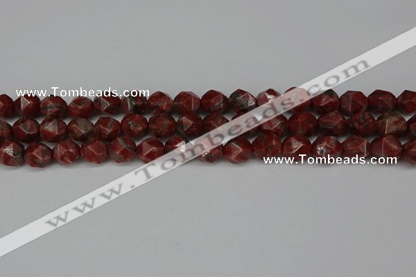 CNG6123 15.5 inches 8mm faceted nuggets brecciated jasper beads