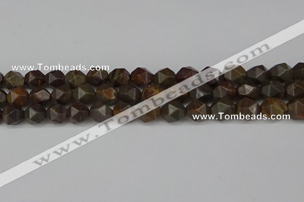 CNG6124 15.5 inches 8mm faceted nuggets coffee jasper beads