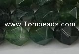 CNG6154 15.5 inches 10mm faceted nuggets moss agate beads