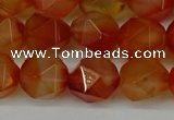 CNG6158 15.5 inches 10mm faceted nuggets red agate beads