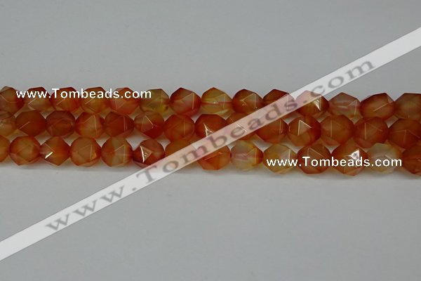 CNG6158 15.5 inches 10mm faceted nuggets red agate beads