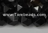 CNG6160 15.5 inches 10mm faceted nuggets black agate beads