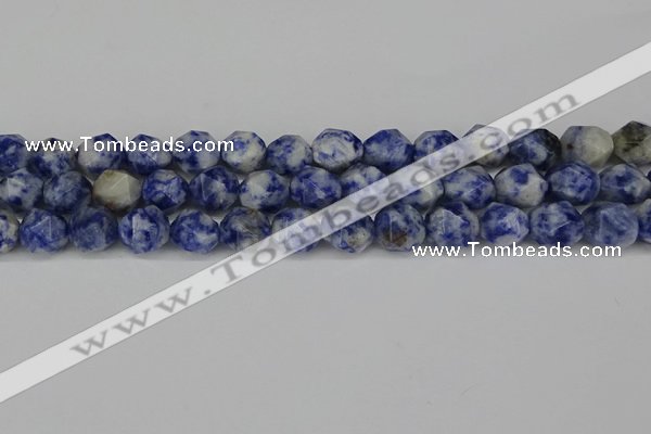 CNG6178 15.5 inches 10mm faceted nuggets blue spot stone beads