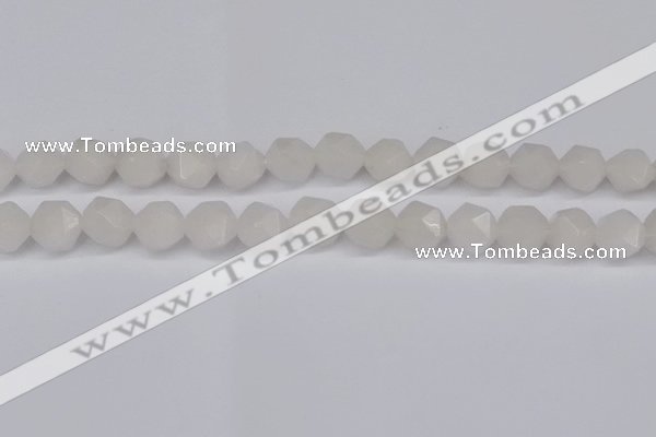 CNG6186 15.5 inches 10mm faceted nuggets white jade beads