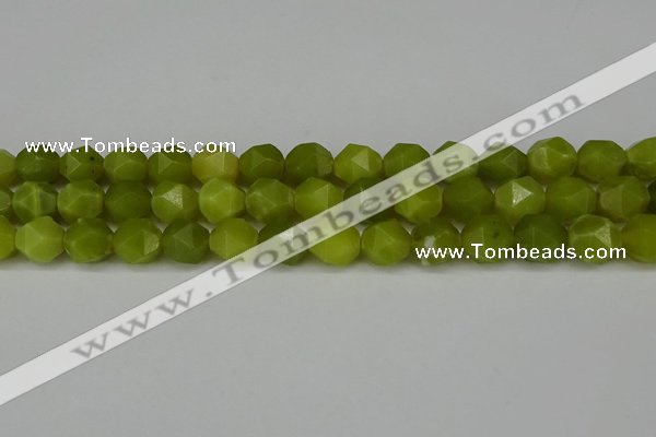 CNG6190 15.5 inches 10mm faceted nuggets lemon jade beads