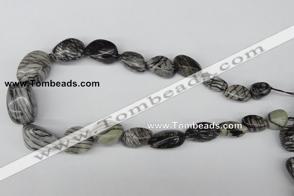 CNG62 15.5 inches 12*18mm - 20*30mm nuggets black water jasper beads