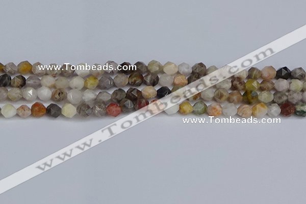 CNG6221 15.5 inches 6mm faceted nuggets silver needle agate beads