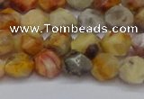 CNG6222 15.5 inches 6mm faceted nuggets yellow crazy lace agate beads