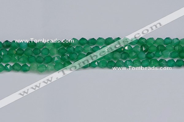 CNG6226 15.5 inches 6mm faceted nuggets green agate beads