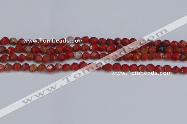 CNG6241 15.5 inches 6mm faceted nuggets red jasper beads