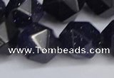 CNG6297 15.5 inches 14mm faceted nuggets blue goldstone beads