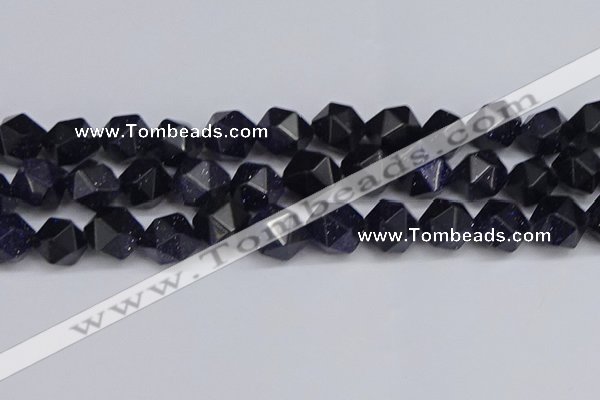 CNG6297 15.5 inches 14mm faceted nuggets blue goldstone beads