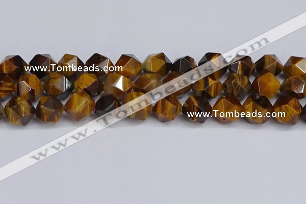 CNG6299 15.5 inches 14mm faceted nuggets yellow tiger eye beads