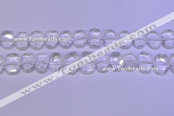 CNG6300 13*18mm - 15*20mm faceted freeform white crystal beads