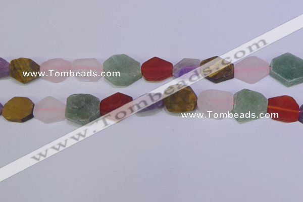 CNG6375 15.5 inches 14*18mm - 16*22mm freeform matte mixed gemstone beads