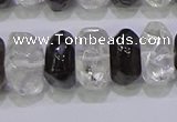 CNG6380 6*14mm - 8*14mm nuggets white crystal & smoky quartz beads