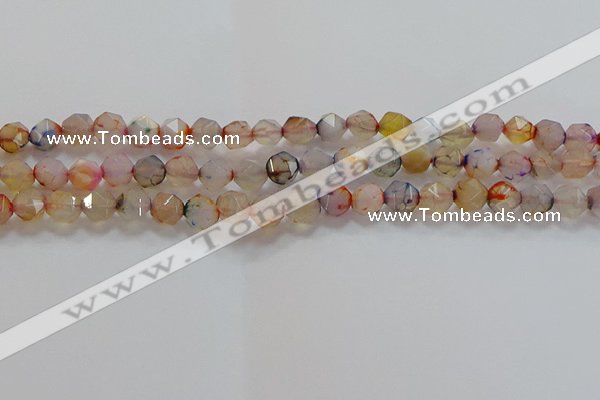 CNG6501 15.5 inches 8mm faceted nuggets agate beads wholesale