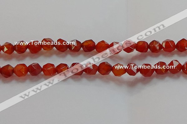 CNG6506 15.5 inches 10mm faceted nuggets red agate beads