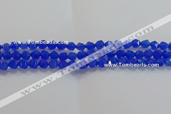 CNG6508 15.5 inches 6mm faceted nuggets blue agate beads