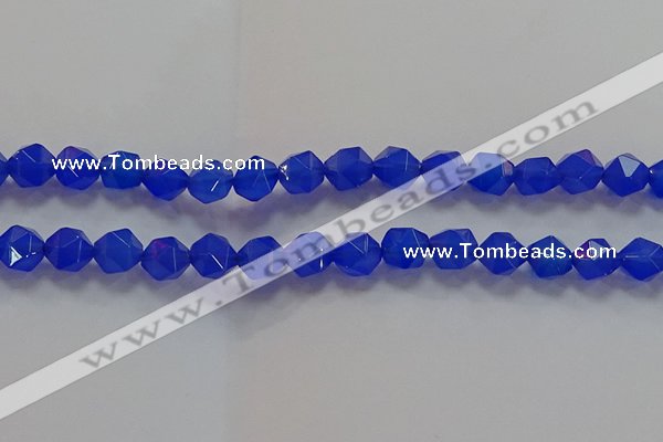 CNG6510 15.5 inches 10mm faceted nuggets blue agate beads