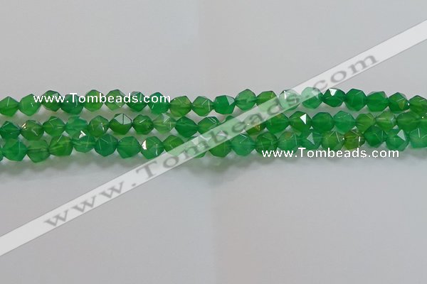 CNG6512 15.5 inches 6mm faceted nuggets green agate beads