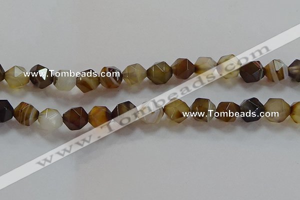 CNG6519 15.5 inches 12mm faceted nuggets line agate beads