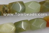 CNG652 15.5 inches 13*18mm faceted nuggets flower jade beads