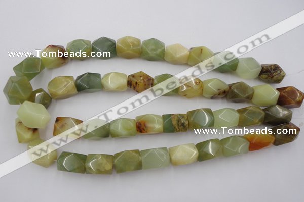 CNG652 15.5 inches 13*18mm faceted nuggets flower jade beads