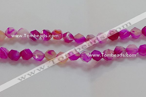 CNG6523 15.5 inches 12mm faceted nuggets line agate beads