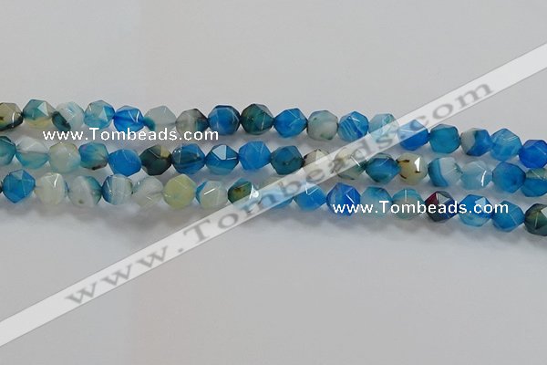 CNG6524 15.5 inches 6mm faceted nuggets line agate beads