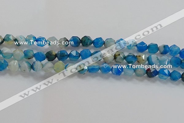 CNG6525 15.5 inches 8mm faceted nuggets line agate beads